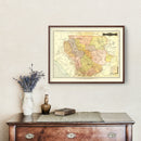 Vintage Map of Durango Mexico, 1886