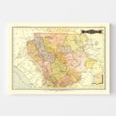Vintage Map of Durango Mexico, 1886