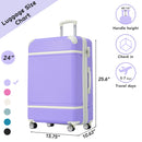 24 IN Luggage 1 Piece with TSA lock, Expandable Lightweight Suitcase Spinner Wheels, Vintage Luggage,Purple