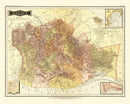 Vintage Map of Oaxaca Mexico, 1886