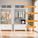 Wardrobe Cabinet With 1 Drawer And Hanging Rod, 2 Doors Closet With Shelf For Bedroom - White by Unique Piece Furniture