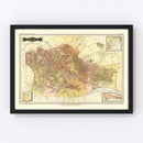 Vintage Map of Oaxaca Mexico, 1886