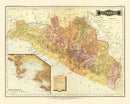 Vintage Map of Guerrero Mexico, 1886