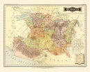 Vintage Map of Michoacan Mexico, 1886