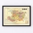 Vintage Map of Michoacan Mexico, 1886