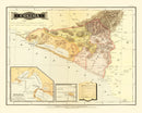 Vintage Map of Colima Mexico, 1886