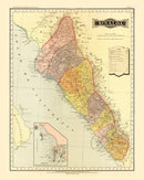Vintage Map of Sinaloa Mexico, 1886