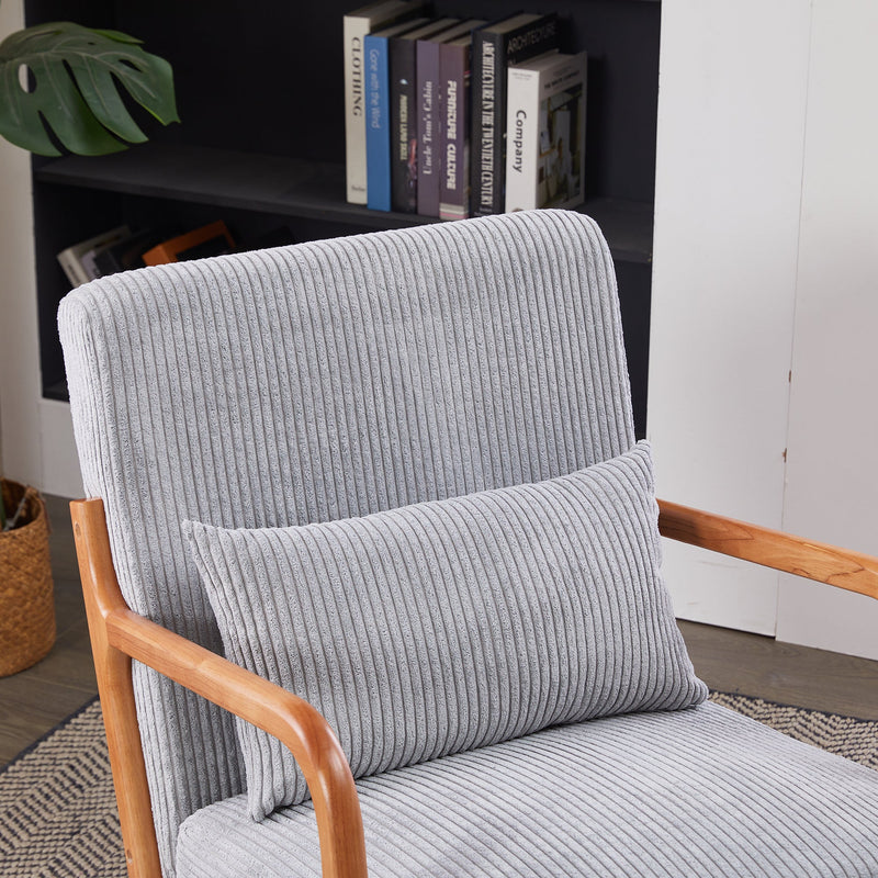 Mid-Century Modern Accent Chair, Arm Chair Living Room Chairs with Pillow Upholstered Reading Chair with Solid Wood Frame &  Living Room Bedroom Balcony (Antique Dark Grey)