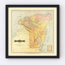 Vintage Map of Yucatan Mexico, 1886