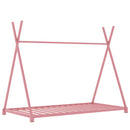 Metal House Platform Bed With Triangle Structure, Low Profile Design