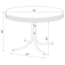 Retro Round 42-inch Wood Top Dining Table White and Chrome