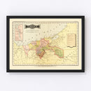 Vintage Map of Tabasco Mexico, 1886