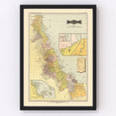 Vintage Map of Veracruz Mexico, 1886