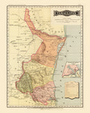 Vintage Map of Tamaulipas Mexico, 1886