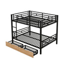 Full Size Convertible Bunk Bed With 2 Drawers Durable - Black by HouseOfZazla