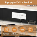 Kitchen Island With Extendable Rotating Table, 4 Drawers & Glass Door Cabinets, Built In Socket - Black by HouseOfZazla
