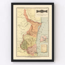 Vintage Map of Tamaulipas Mexico, 1886