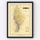 Vintage Map of Nuevo Leon Mexico, 1886