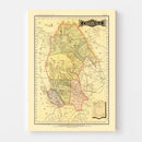 Vintage Map of Coahuila Mexico, 1886