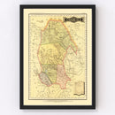 Vintage Map of Coahuila Mexico, 1886