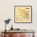 Vintage Map of Sonora Mexico, 1886