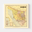 Vintage Map of Sonora Mexico, 1886