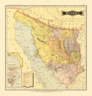 Vintage Map of Sonora Mexico, 1886