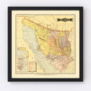 Vintage Map of Sonora Mexico, 1886