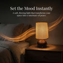 Wireless Rechargeable Wooden Table Lamp with Linen Shade
