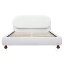 Cream-colored Boucle Upholstered Bed with Rubber Wood Foot, Queen by HouseOfZazla