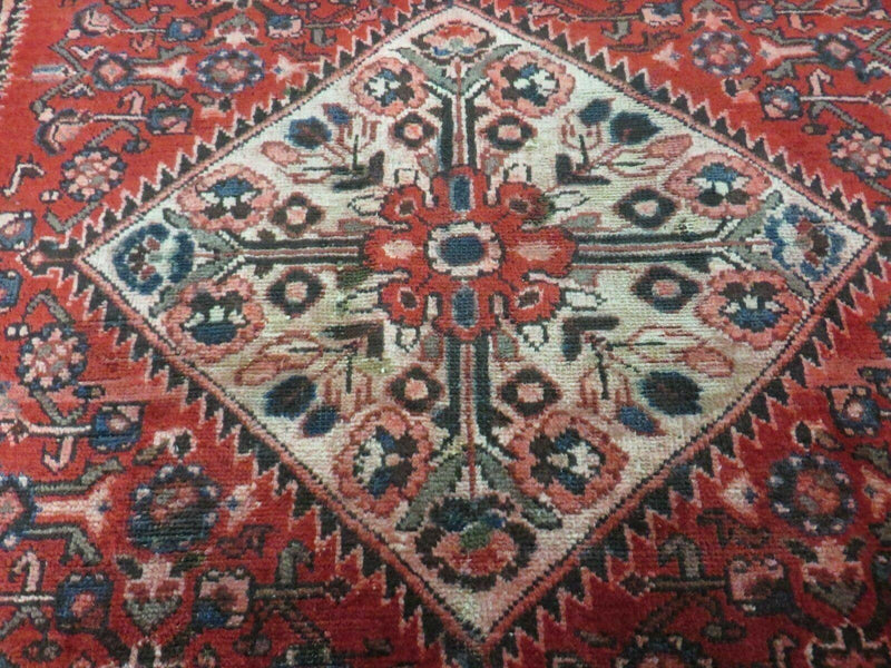 5' 6" X 10' Antique Handmade India Floral Oriental Wool Rug Veg Dyes Red Nice