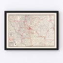 Vintage Map of Kern County, California 1935