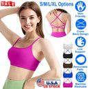 Cross Back Padded Sports Bra with Removable Pads by LJGDeals