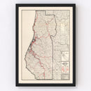 Vintage Map of Humboldt County, California 1935