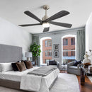 Modern Ceiling Fan With Dimmable LED Light 5 Solid Wood Blades Remote Control Reversible Dc Motor With Smart App Control - Nickel by HouseOfZazla