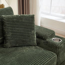 Convertible Sectional Sofa Bed Set With Armrest Storage, Cup Holder, USB, 4 Seater - Green by Unique Piece Furniture