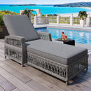 GO Outdoor Long Reclining Chaise with Armrests and Cushions