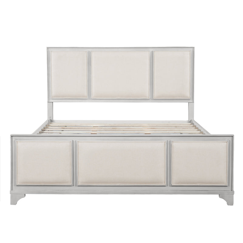 Queen Size Wooden Bed Frame with Upholstered Headboard, photo 5 of 10