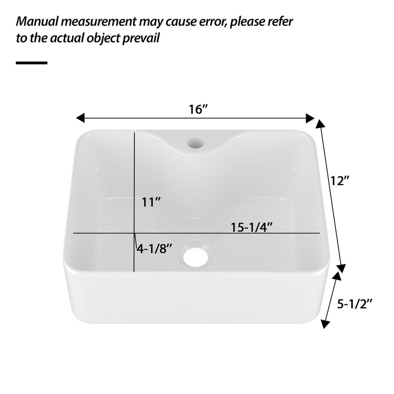 Rectangular Vessel Sink With Faucet & Drain - White / Black, photo 9 of 14