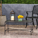 Luna Outdoor Iron Coffee Table - Black Brush Silver by HouseOfZazla