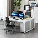 Executive Desk, Large Office Computer Workstation With Thick Frame - White by HouseOfZazla