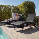 K&K 80'' Patio Wicker Chaise Lounge Chairs Set of 2 by HouseOfZazla