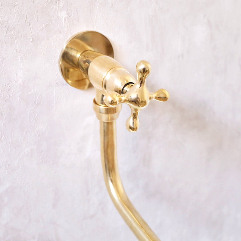 Antique - Style Unlacquered Brass Pot Filler – Elevate Your Kitchen Elegance - Brassma