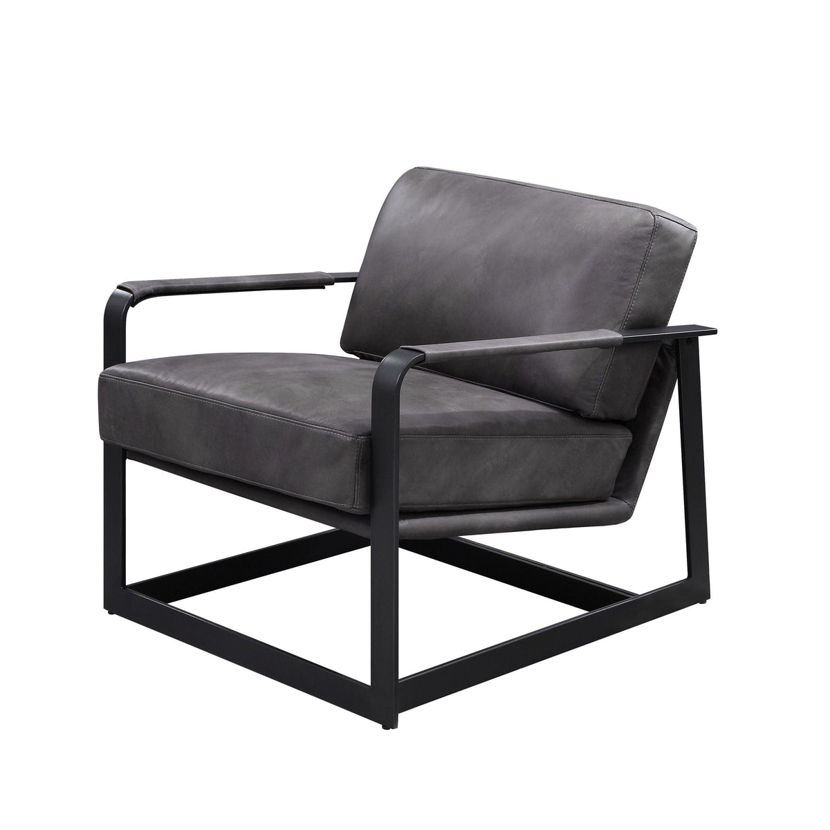 Locnos - Accent Chair - Gray Top Grain Leather & Black, photo 6 of 7
