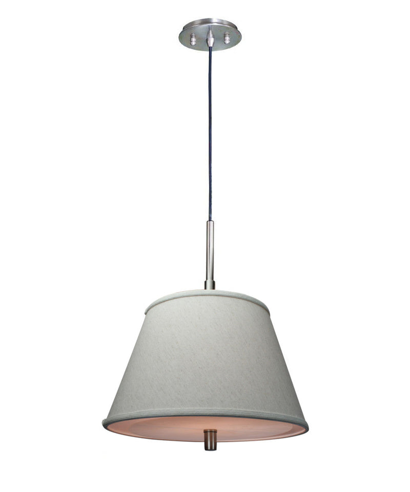 16"W Satin Nickel Pendant Light with Empire Textured Oatmeal Slotted Pendant Shade and Diffuser