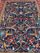 Hand-Knotted Afghani Bidjar Wool Rug – 9’x12’ – Intricate Geometric & Floral Motifs