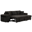 Modern L-Shape 3 Seat Reversible Sectional Couch, Pull Out Sleeper Sofa With Storage Chaise And 2 Stools For Living Room Furniture Set by HouseOfZazla