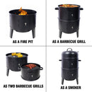 Portable Charcoal Smoker Grill For Outdoor Cooking - Black by HouseOfZazla