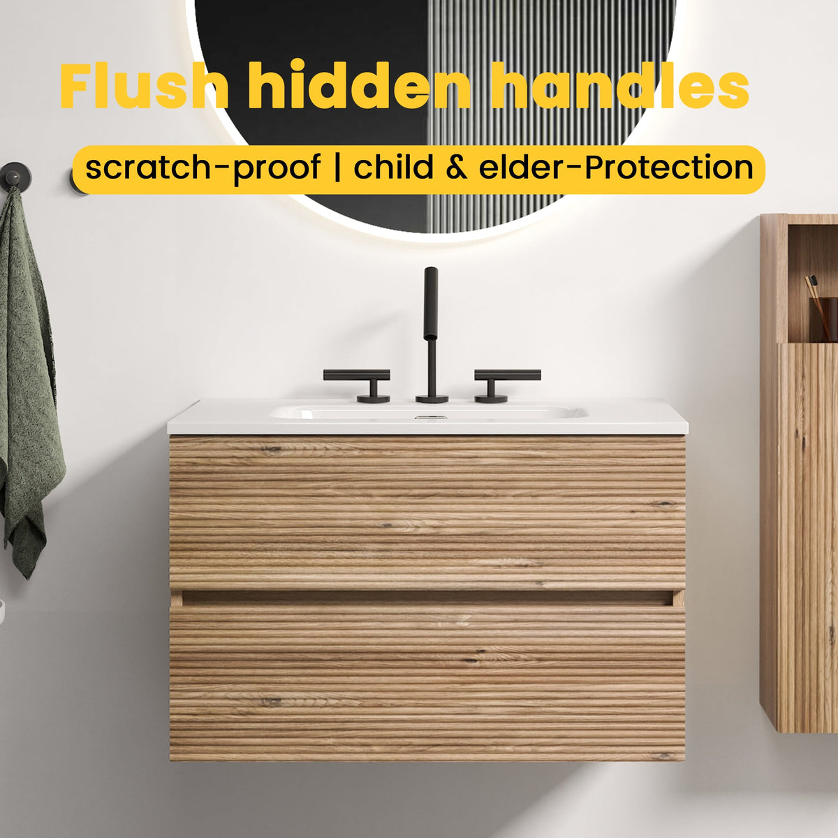 Gloria 30" Wall Mounted Rough Oak Bathroom Vanity, photo 3 of 10