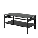 Glass Lift Top Coffee Table, Modern Simple 2-Layer Tempered Glass Coffee Table For Living Room - Black by HouseOfZazla